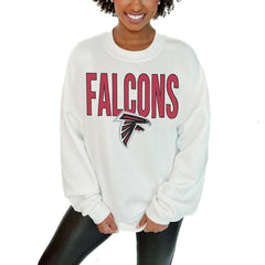 Atlanta Falcons Gameday Couture Women's Just Go With It Oversized Long Sleeve Crewneck Sweatshirt - White
