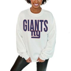 New York Giants Gameday Couture Women's Just Go With It Oversized Long Sleeve Crewneck Sweatshirt - White