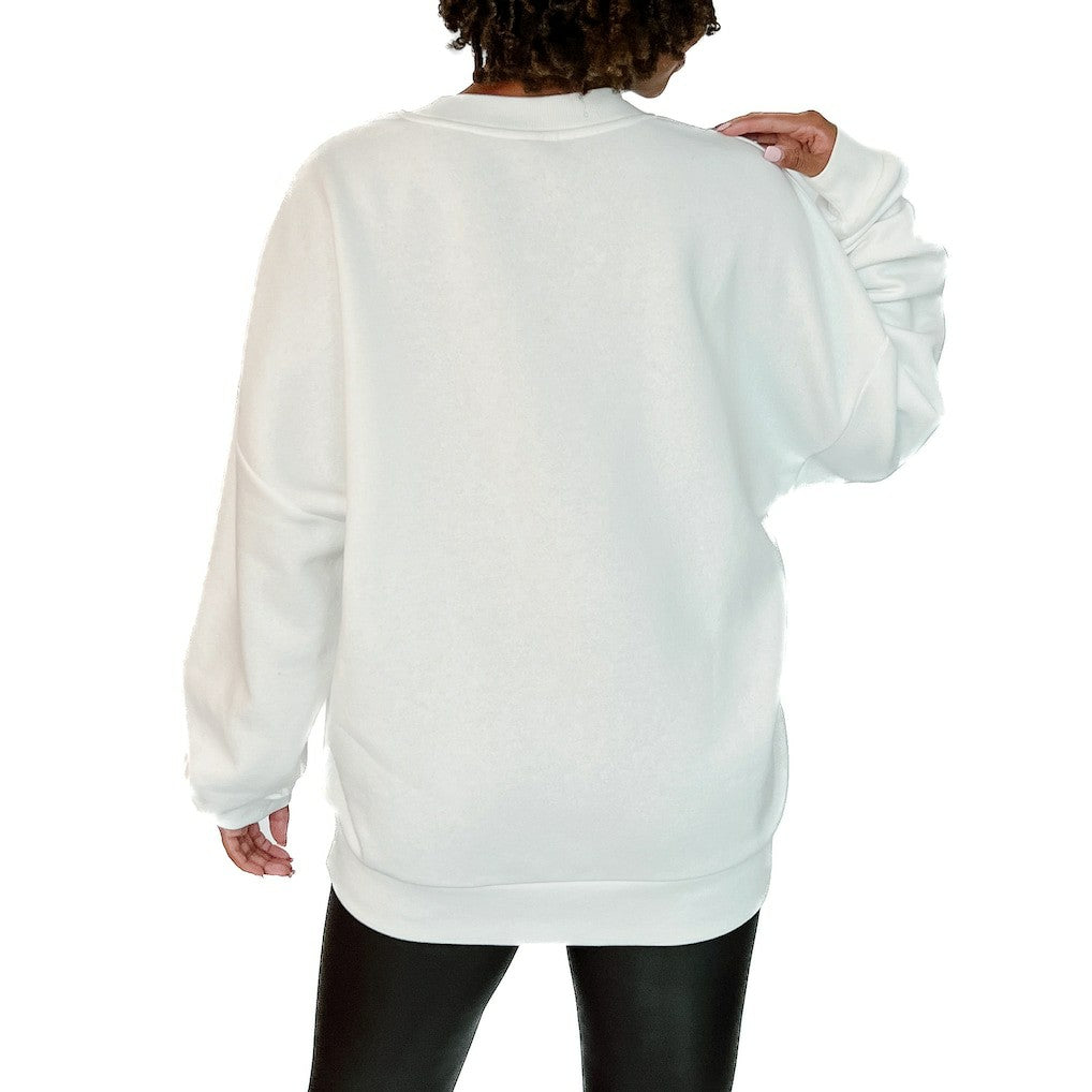 Tampa Bay Buccaneers Gameday Couture Women's Just Go With It Oversized Long Sleeve Crewneck Sweatshirt - White