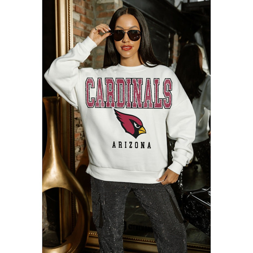 Arizona Cardinals Gameday Couture Women's Sunday Drives Oversized Crewneck Pullover Sweatshirt - White