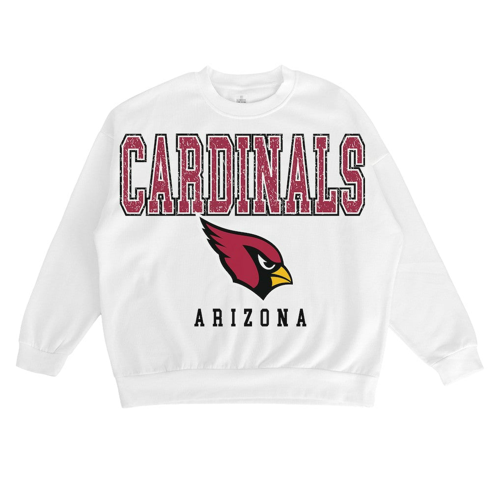 Arizona Cardinals Gameday Couture Women's Sunday Drives Oversized Crewneck Pullover Sweatshirt - White