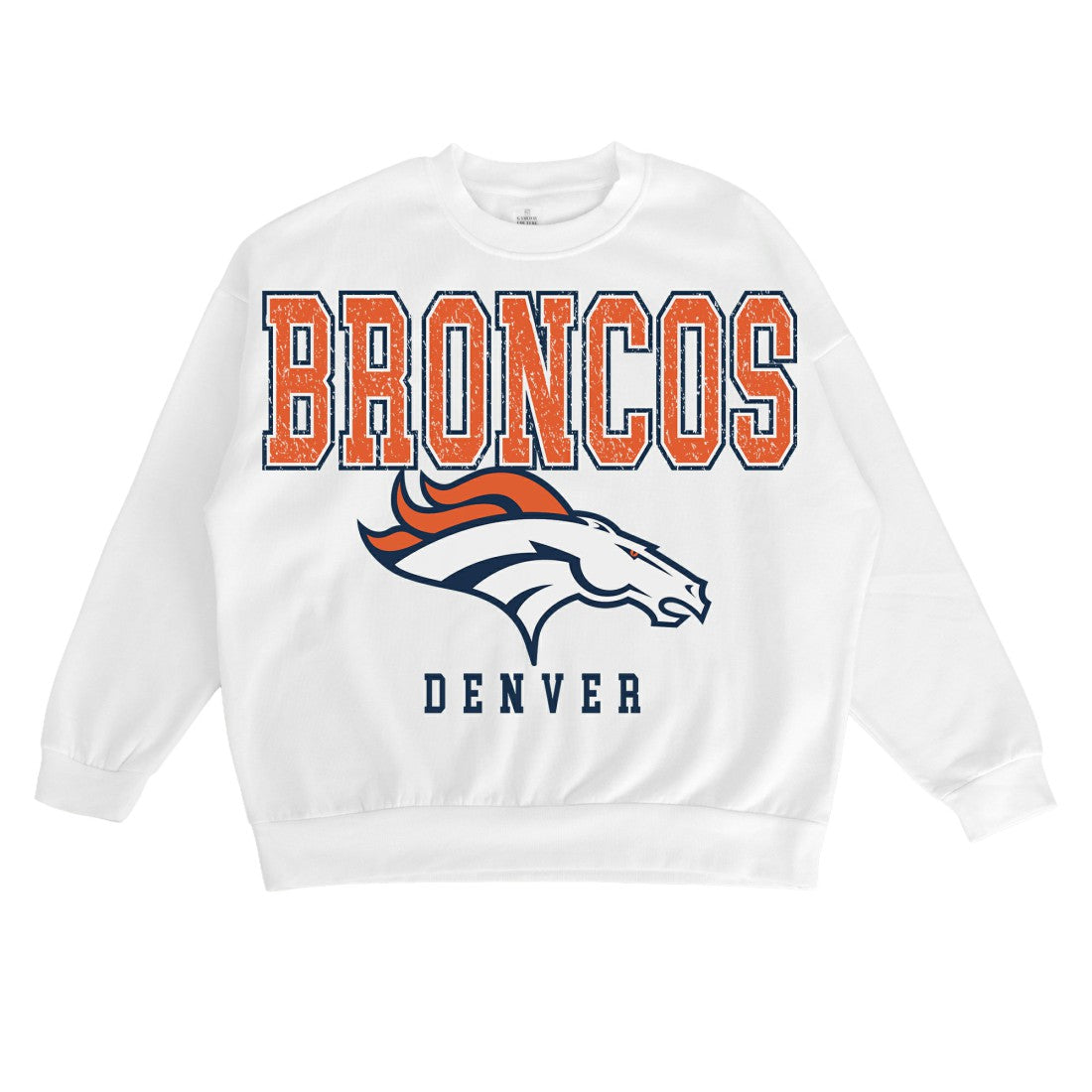 Denver Broncos Gameday Couture Women's Sunday Drives Oversized Crewneck Pullover Sweatshirt - White