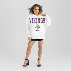 Minnesota Vikings Gameday Couture Women's Sunday Drives Oversized Crewneck Pullover Sweatshirt - White