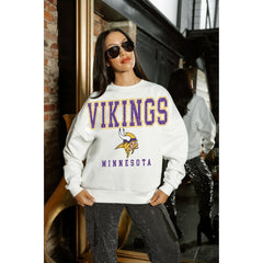 Minnesota Vikings Gameday Couture Women's Sunday Drives Oversized Crewneck Pullover Sweatshirt - White