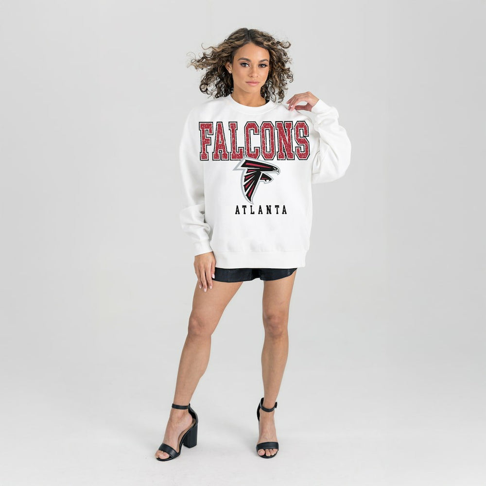 Atlanta Falcons Gameday Couture Women's Sunday Drives Oversized Crewneck Pullover Sweatshirt - White