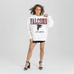 Atlanta Falcons Gameday Couture Women's Sunday Drives Oversized Crewneck Pullover Sweatshirt - White