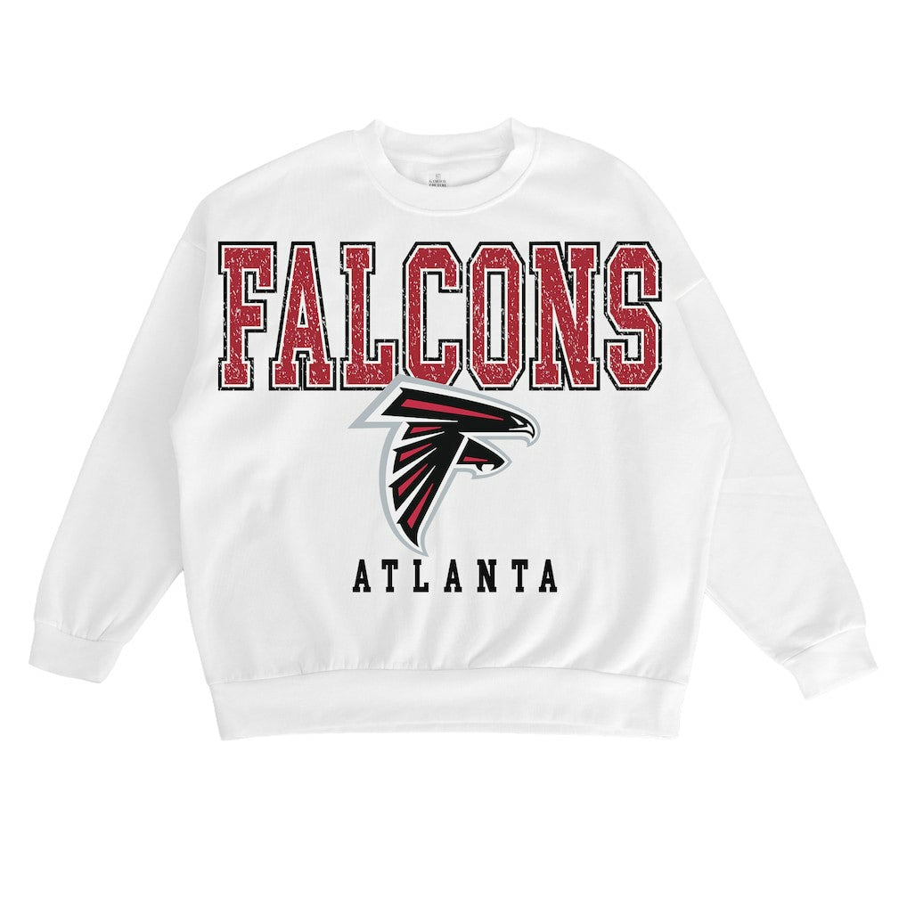 Atlanta Falcons Gameday Couture Women's Sunday Drives Oversized Crewneck Pullover Sweatshirt - White