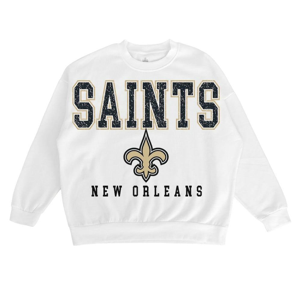 New Orleans Saints Gameday Couture Women's Sunday Drives Oversized Crewneck Pullover Sweatshirt - White