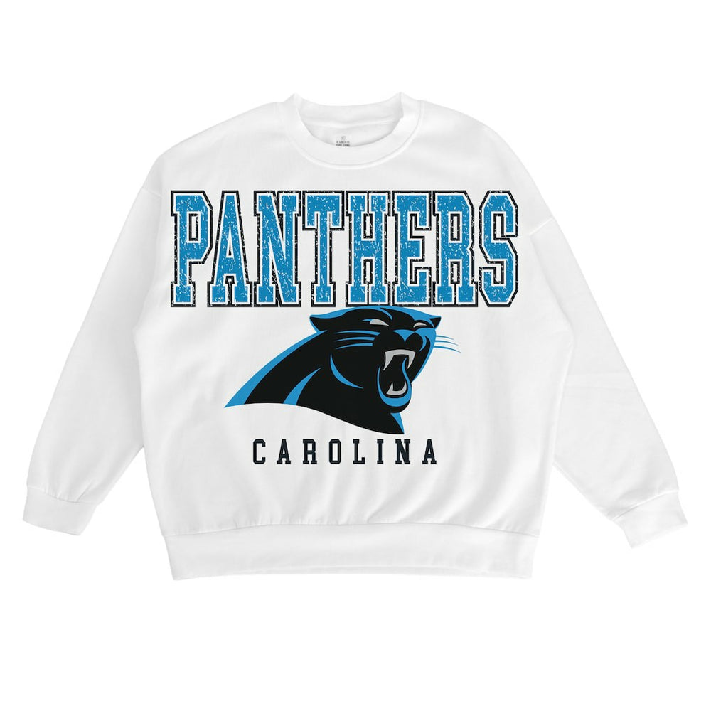Carolina Panthers Gameday Couture Women's Sunday Drives Oversized Crewneck Pullover Sweatshirt - White