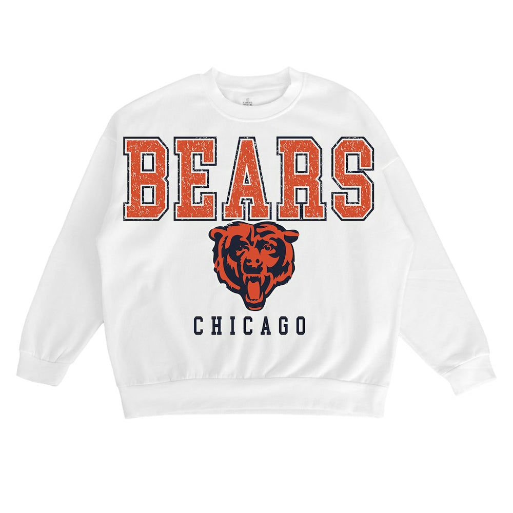 Chicago Bears Gameday Couture Women's Sunday Drives Oversized Crewneck Pullover Sweatshirt - White