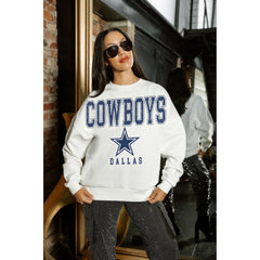Dallas Cowboys Gameday Couture Women's Sunday Drives Oversized Crewneck Pullover Sweatshirt - White