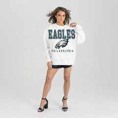 Philadelphia Eagles Gameday Couture Women's Sunday Drives Oversized Crewneck Pullover Sweatshirt - White