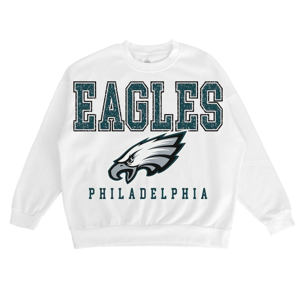 Philadelphia Eagles Gameday Couture Women's Sunday Drives Oversized Crewneck Pullover Sweatshirt - White