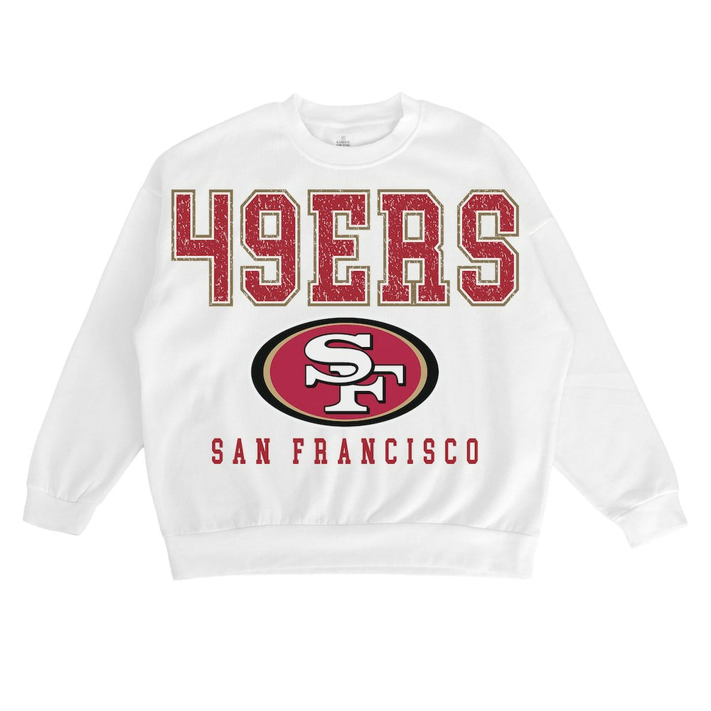 San Francisco 49ers Gameday Couture Women's Sunday Drives Oversized Crewneck Pullover Sweatshirt - White