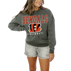 Cincinnati Bengals Gameday Couture Women's Oversized Bring The Energy Pullover Sweatshirt - Charcoal