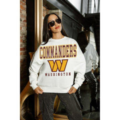 Washington Commanders Gameday Couture Women's Sunday Drives Oversized Crewneck Pullover Sweatshirt - White