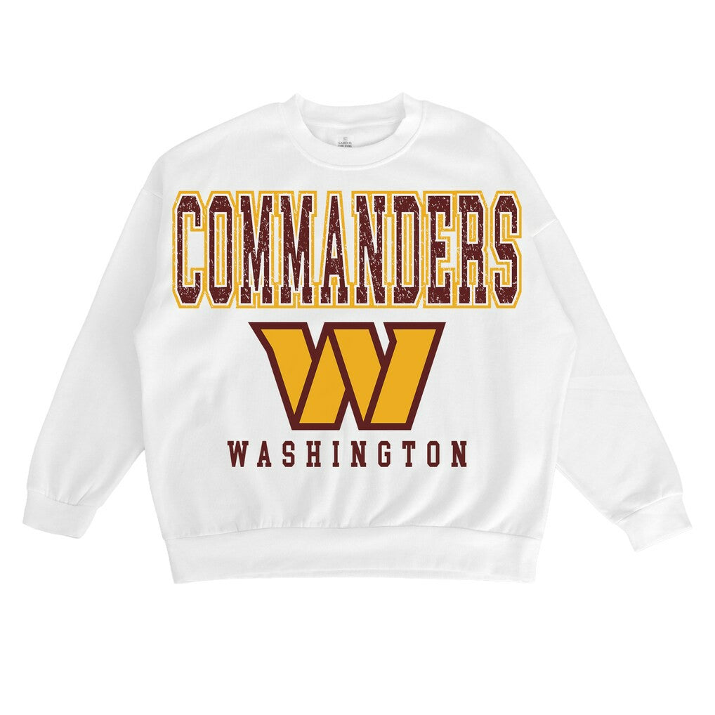 Washington Commanders Gameday Couture Women's Sunday Drives Oversized Crewneck Pullover Sweatshirt - White