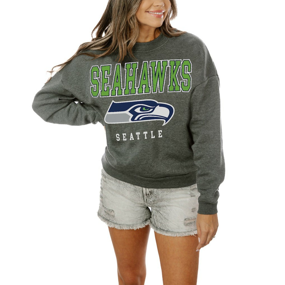 Seattle Seahawks Gameday Couture Women's Oversized Bring The Energy Pullover Sweatshirt - Charcoal