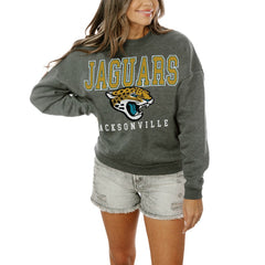 Jacksonville Jaguars Gameday Couture Women's Oversized Bring The Energy Pullover Sweatshirt - Charcoal
