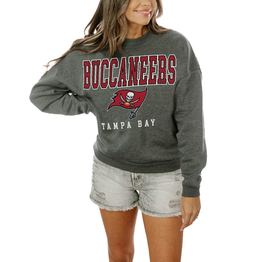 Tampa Bay Buccaneers Gameday Couture Women's Oversized Bring The Energy Pullover Sweatshirt - Charcoal