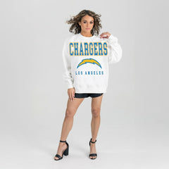 Los Angeles Chargers Gameday Couture Women's Sunday Drives Oversized Crewneck Pullover Sweatshirt - White