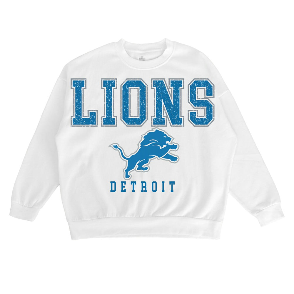 Detroit Lions Gameday Couture Women's Sunday Drives Oversized Crewneck Pullover Sweatshirt - White