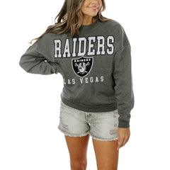 Las Vegas Raiders Gameday Couture Women's Oversized Bring The Energy Pullover Sweatshirt - Charcoal