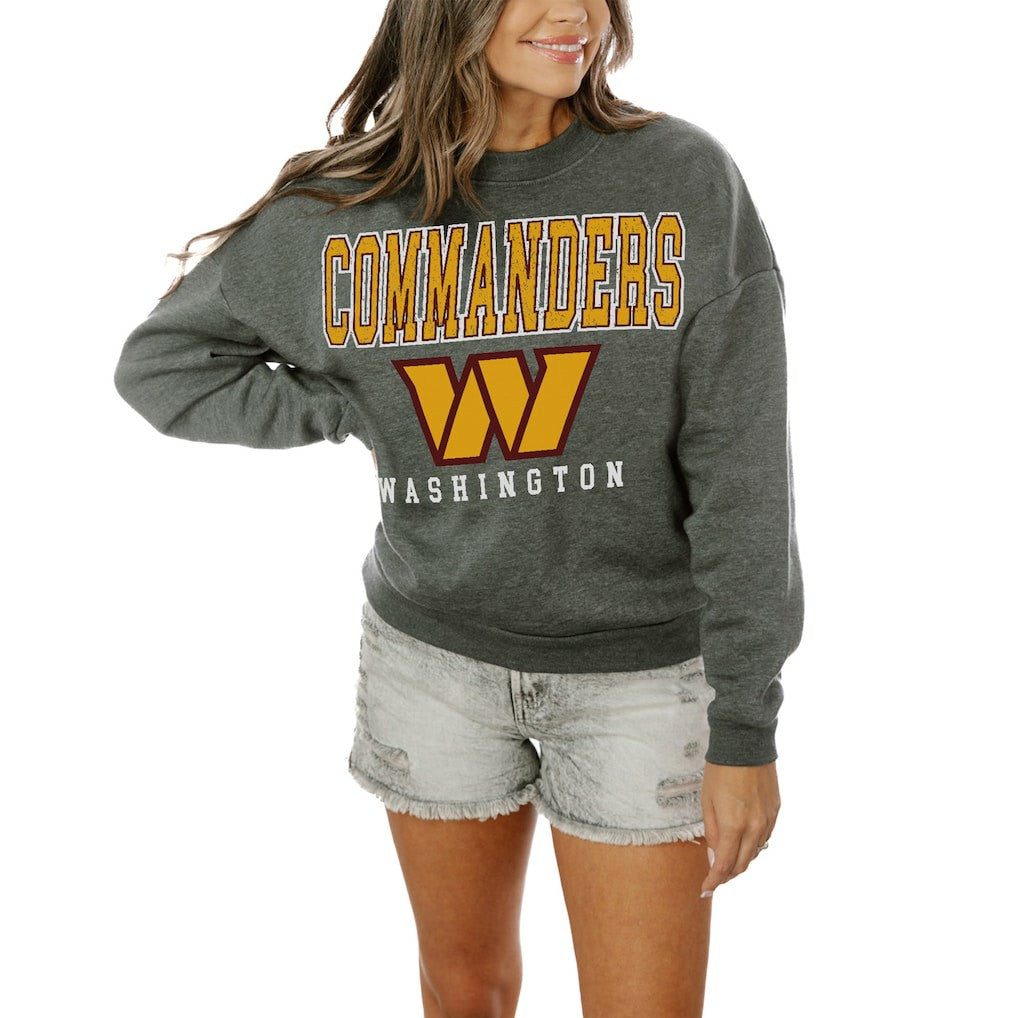 Washington Commanders Gameday Couture Women's Oversized Bring The Energy Pullover Sweatshirt - Charcoal