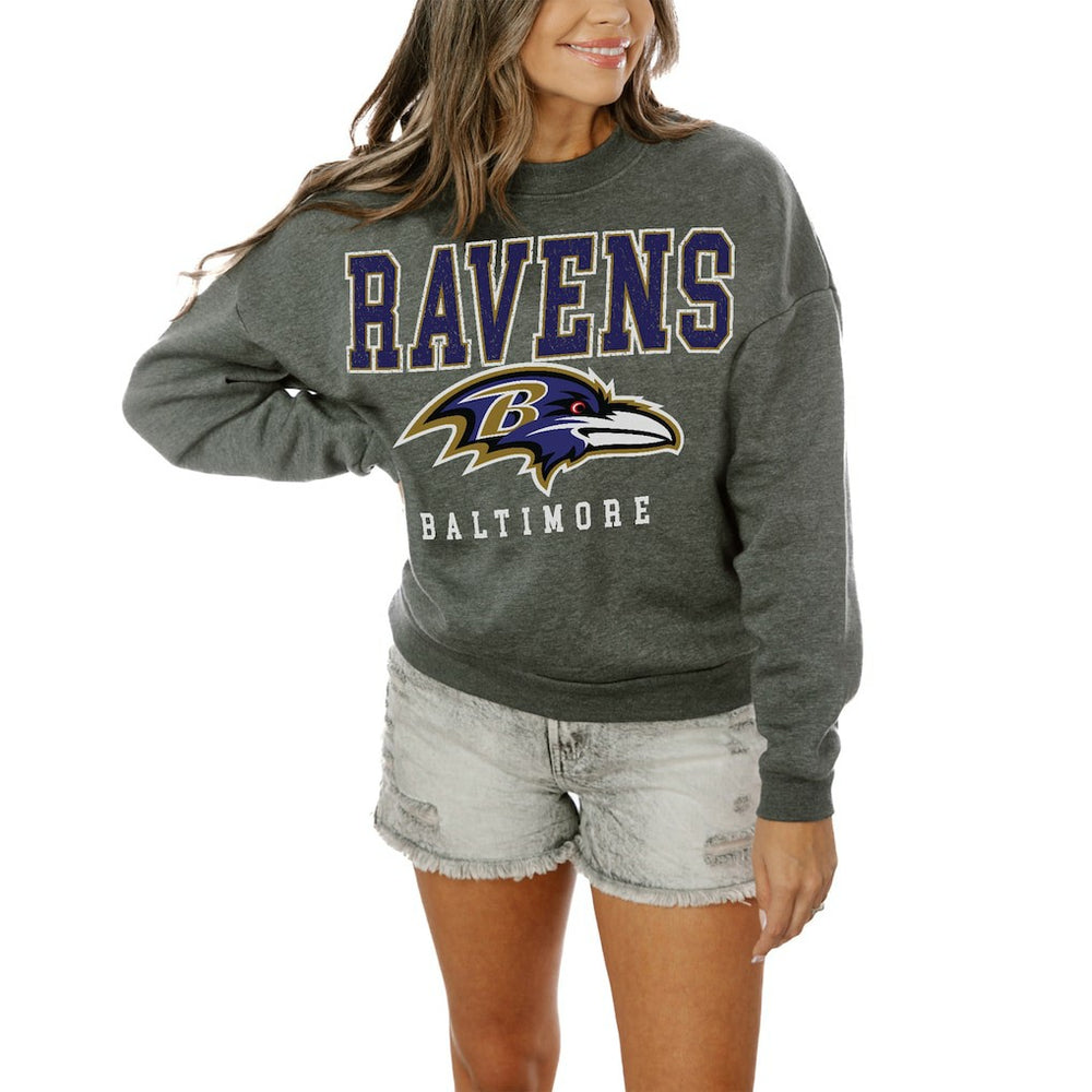 Baltimore Ravens Gameday Couture Women's Oversized Bring The Energy Pullover Sweatshirt - Charcoal