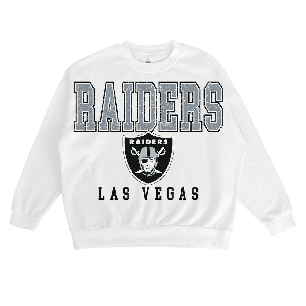 Las Vegas Raiders Gameday Couture Women's Sunday Drives Oversized Crewneck Pullover Sweatshirt - White