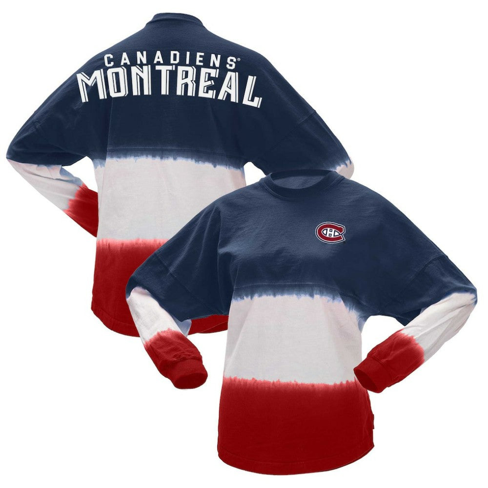 Montreal Canadiens Fanatics Women's Ombre Long Sleeve T-Shirt - Navy/Red | US 200758414
