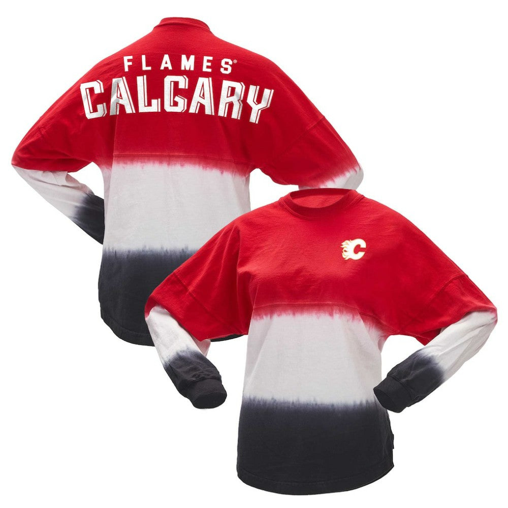 Calgary Flames Fanatics Women's Ombre Long Sleeve T-Shirt - Red/Black | US 200758420