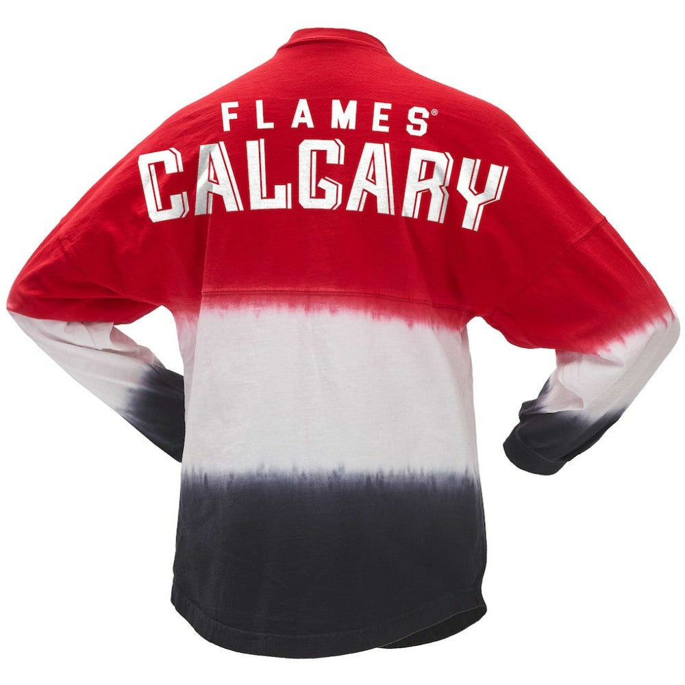Calgary Flames Fanatics Women's Ombre Long Sleeve T-Shirt - Red/Black | US 200758420