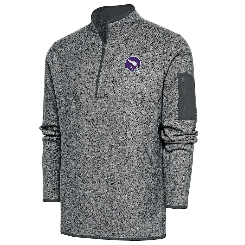 Minnesota Vikings Antigua Fortune Quarter-Zip Pullover Jacket - Heather Charcoal Pullover