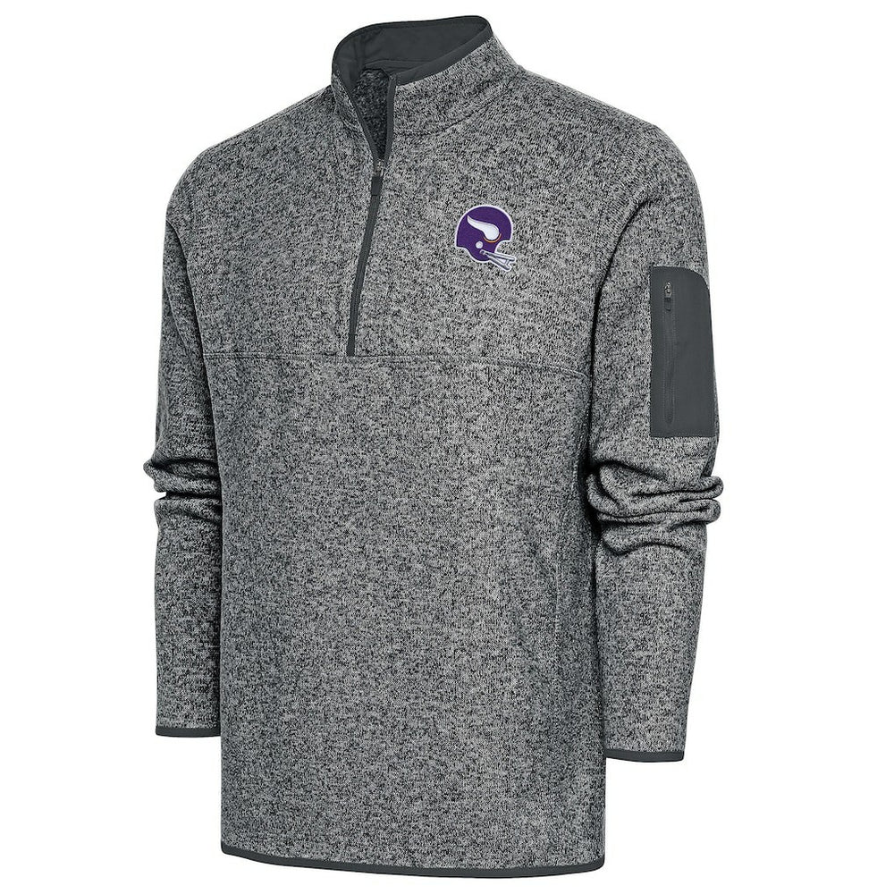 Minnesota Vikings Antigua Fortune Quarter-Zip Pullover Jacket - Heather Charcoal Pullover