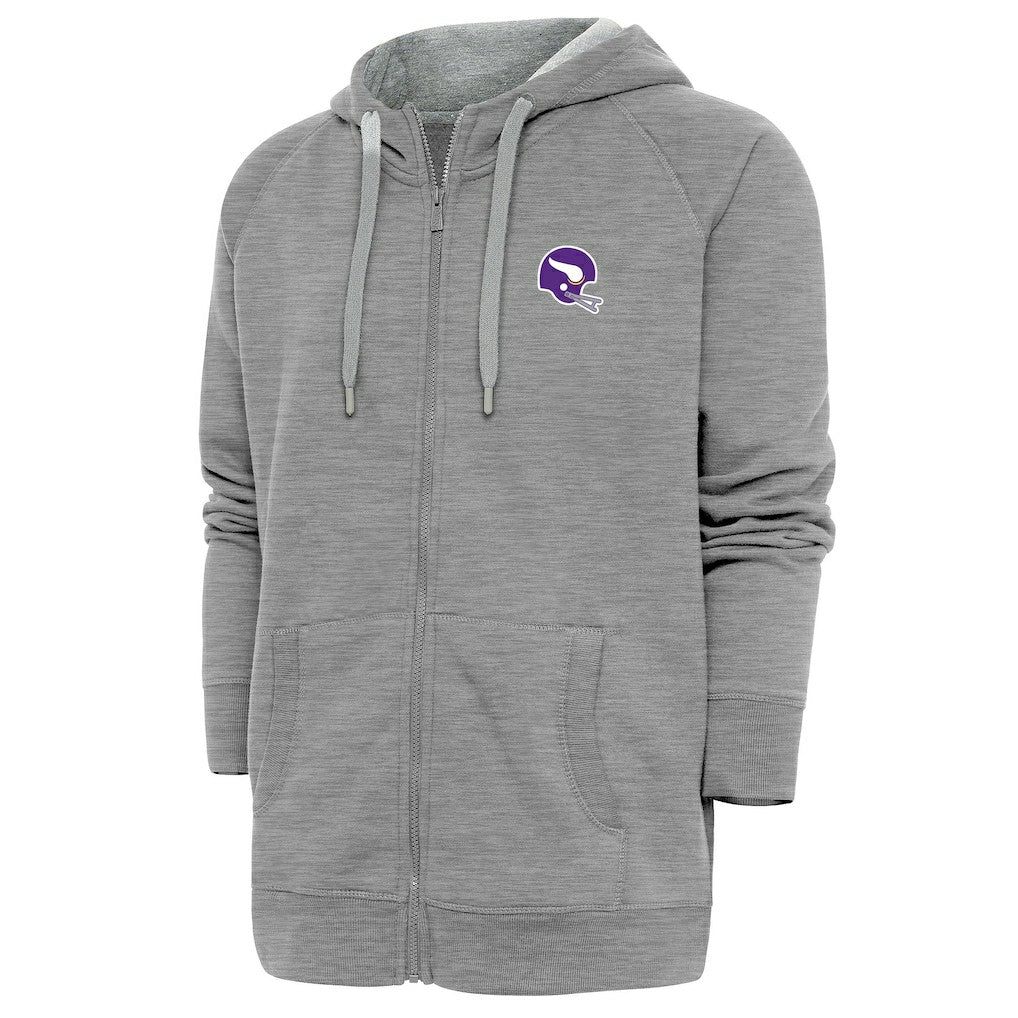 Minnesota Vikings Antigua Victory Full-Zip Hoodie - Heather Gray Hoodies