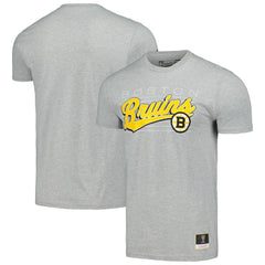 Boston Bruins Mitchell & Ness 100th Anniversary Script Sweep T-Shirt - Heather Gray | US 200761509