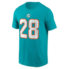 De’Von Achane Miami Dolphins Player Name & Number T-Shirt - Aqua T-shirts