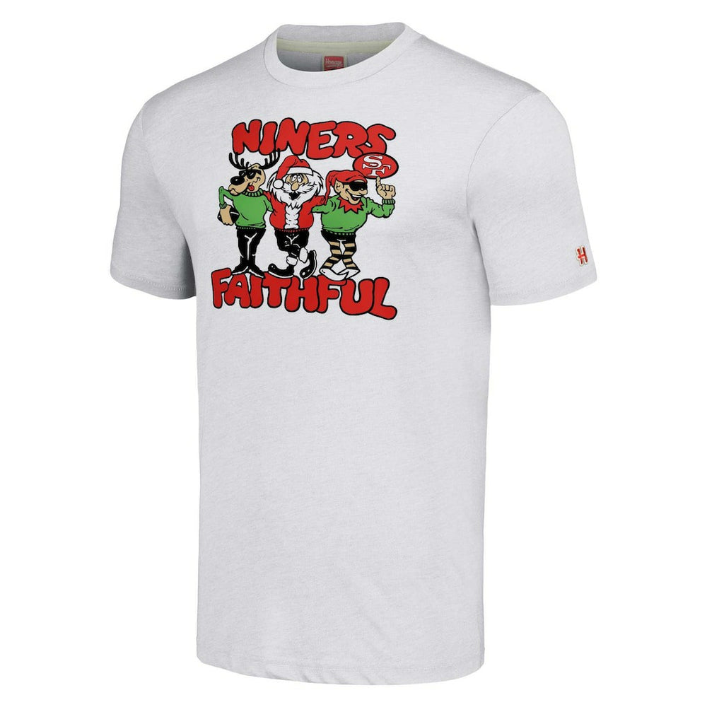 San Francisco 49ers Homage Unisex Holiday Tri-Blend T-Shirt - Gray T-shirts