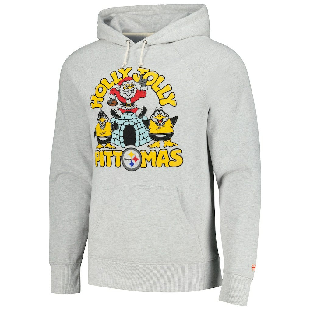 Pittsburgh Steelers Homage Unisex Holiday Raglan Tri-Blend Pullover Hoodie - Gray Hoodies