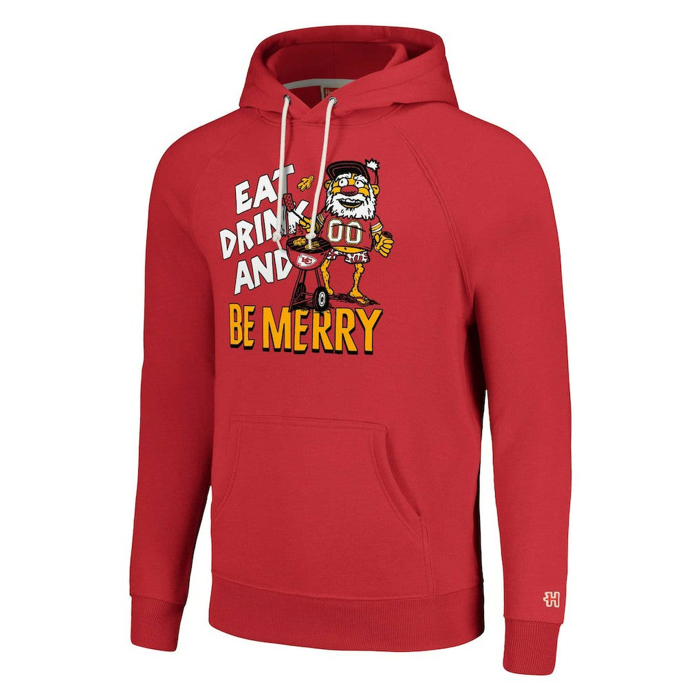 Kansas City Chiefs Homage Unisex Holiday Raglan Tri-Blend Pullover Hoodie - Red Hoodies
