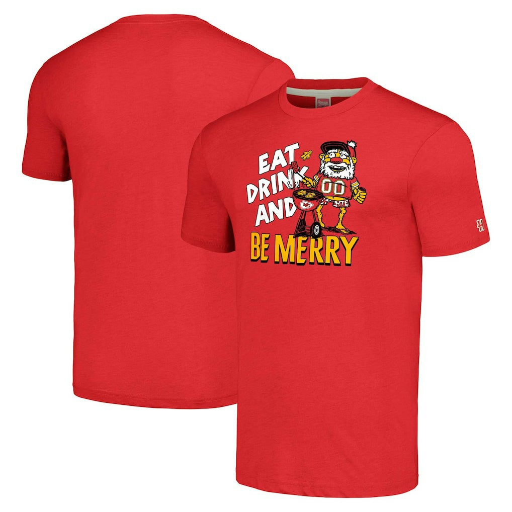 Kansas City Chiefs Homage Unisex Holiday Tri-Blend T-Shirt - Red T-shirts