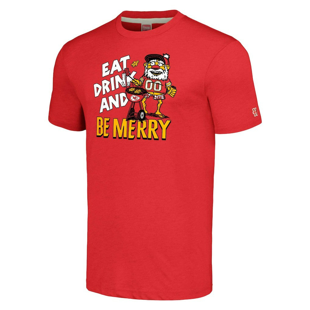 Kansas City Chiefs Homage Unisex Holiday Tri-Blend T-Shirt - Red T-shirts