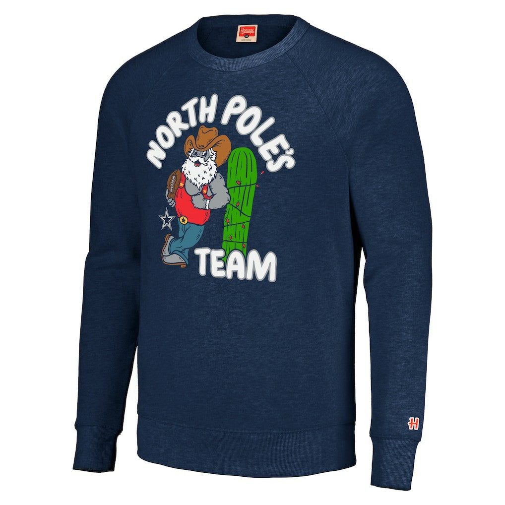 Dallas Cowboys Homage Unisex Holiday Raglan Tri-Blend Pullover Sweatshirt - Navy Pullover