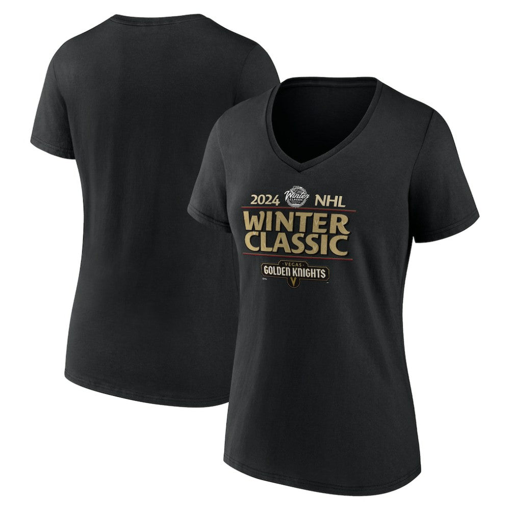 Vegas Golden Knights Fanatics Women's 2024 NHL Winter Classic V-Neck T-Shirt - Black | US 200764337
