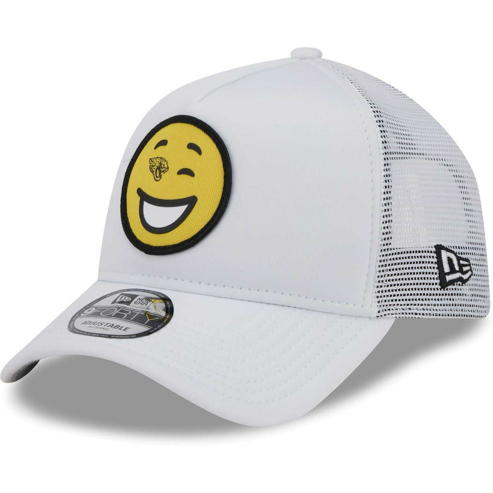 Jacksonville Jaguars New Era Happy A-Frame Trucker 9FORTY Snapback Hat - White Hats