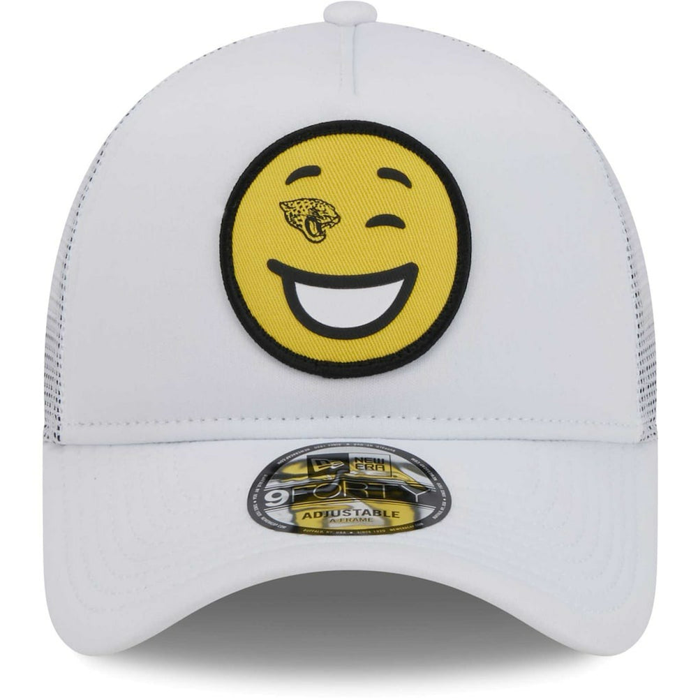Jacksonville Jaguars New Era Happy A-Frame Trucker 9FORTY Snapback Hat - White Hats