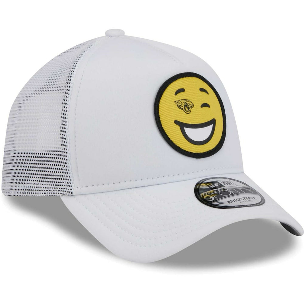 Jacksonville Jaguars New Era Happy A-Frame Trucker 9FORTY Snapback Hat - White Hats