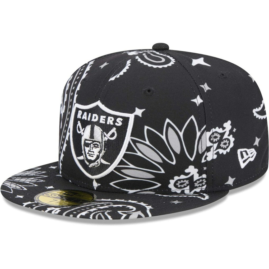Las Vegas Raiders New Era Paisley 59FIFTY Fitted Hat - Black Hats
