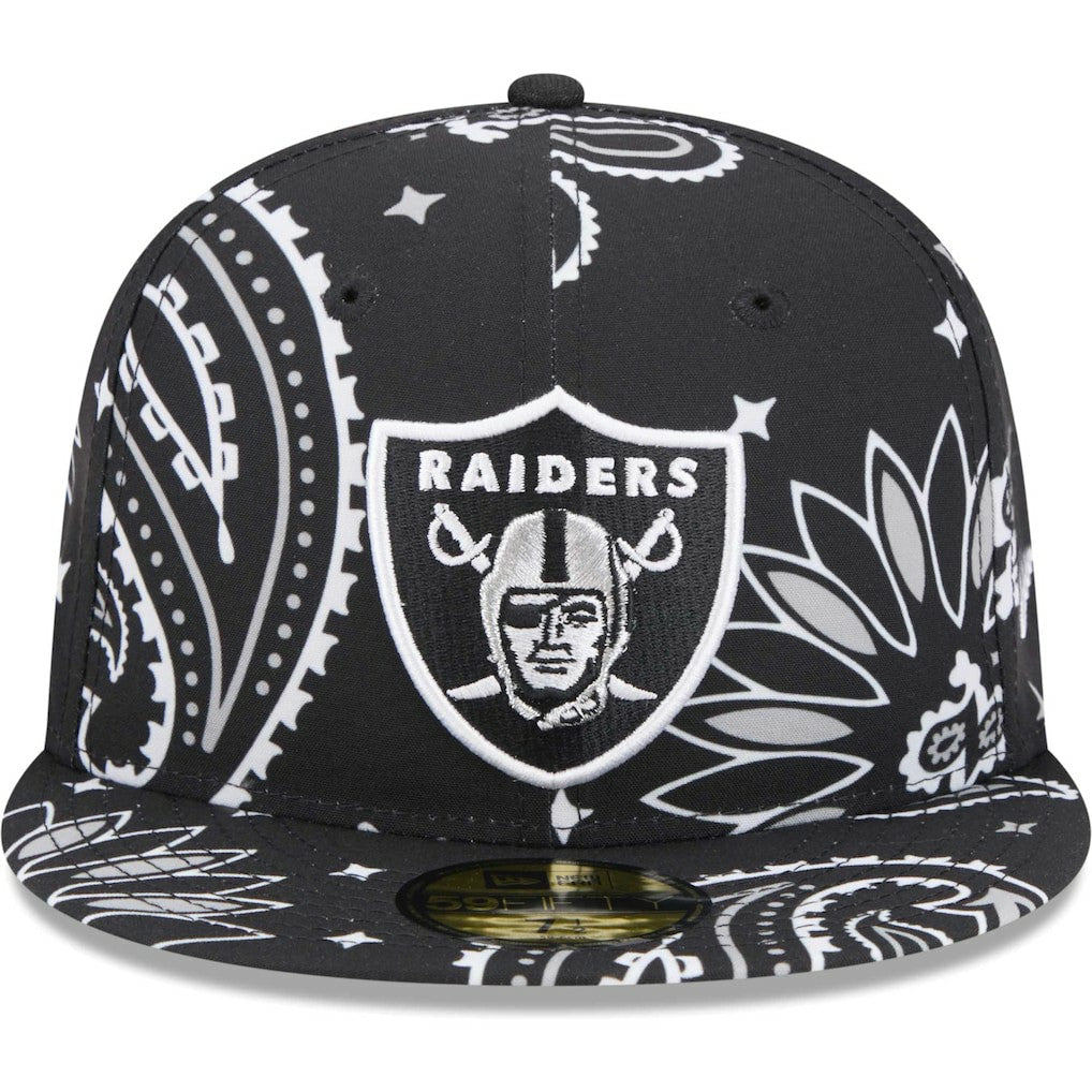 Las Vegas Raiders New Era Paisley 59FIFTY Fitted Hat - Black Hats